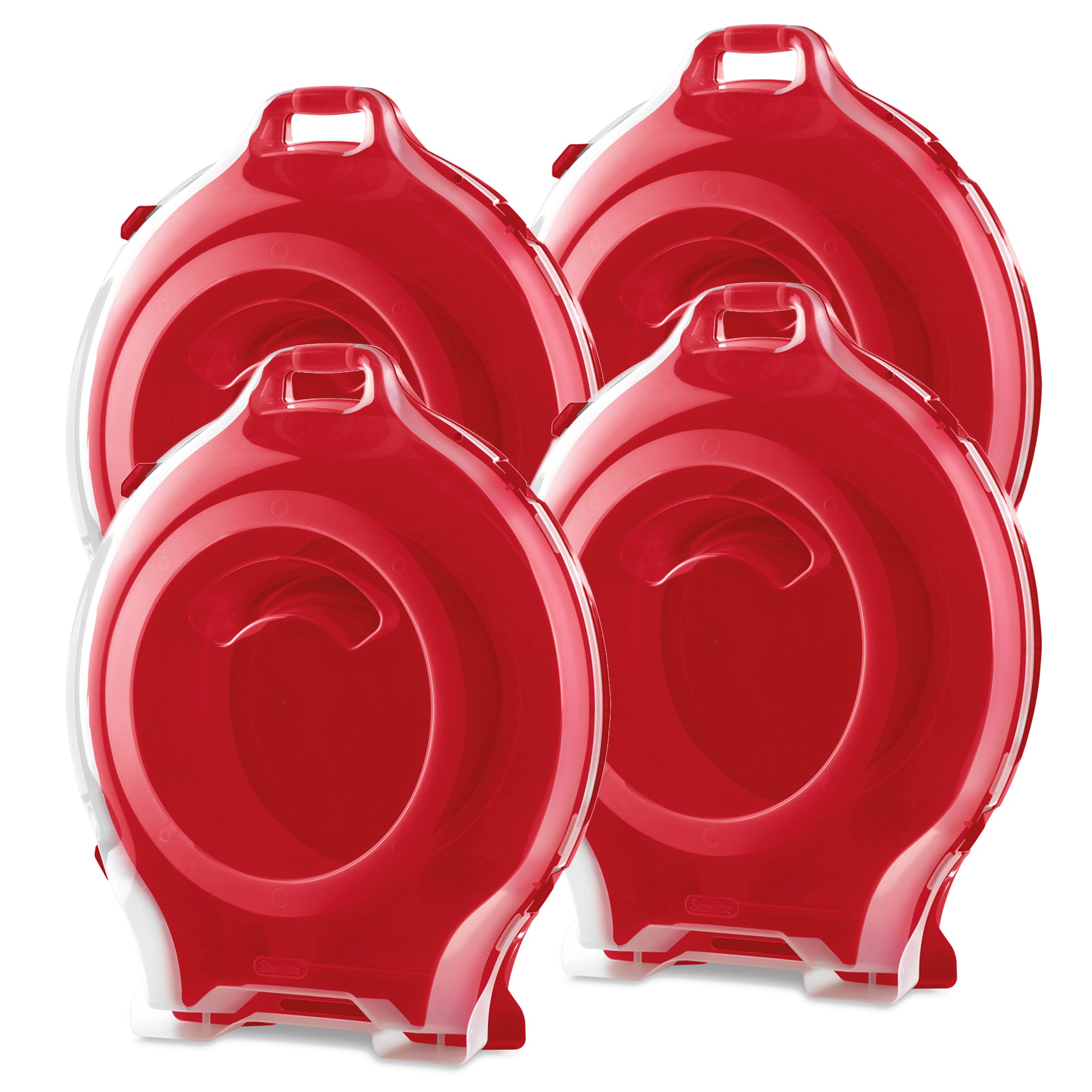Sterilite Clear Lid Nesting Storage Christmas Holiday Wreath Box, Red (4 Pack) - VMInnovations