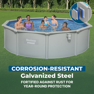 Bestway Hydrium 15' x 48" Round Steel Wall Above Ground Swimming Pool Set, Gray - VMInnovations