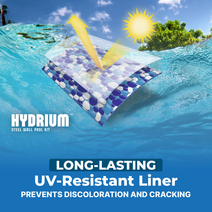 Bestway Hydrium 15' x 48" Round Steel Wall Above Ground Swimming Pool Set, Gray