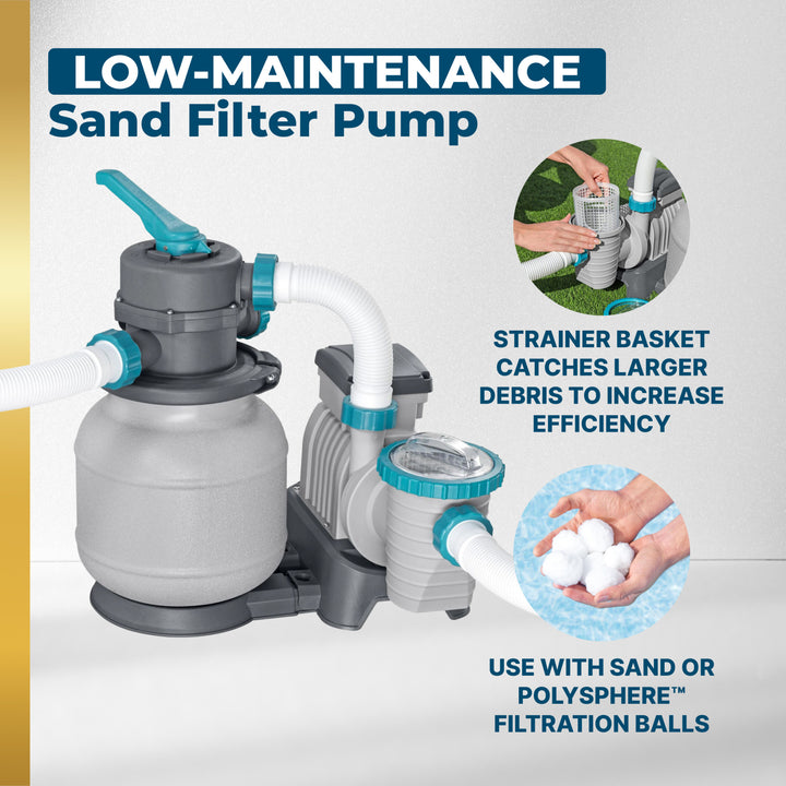 Bestway Hydrium 15' x 48" Round Steel Wall Above Ground Swimming Pool Set, Gray