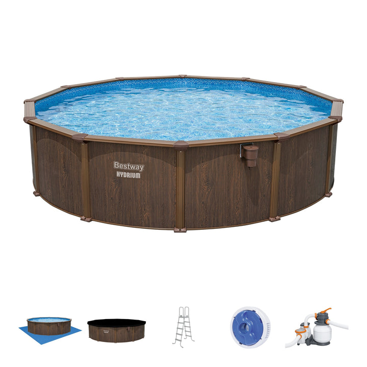 Hydrium 18'x52" Round Steel Wall Above Ground Swimming Pool Set, Brown(Open Box)