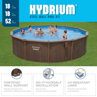 Bestway 18'x52" Steel Wall Above Ground Swimming Pool Set,Brown(For Parts)