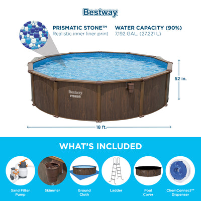 Bestway Hydrium 18' x 52" Round Steel Wall Above Ground Pool Set, Brown, 2 Pack
