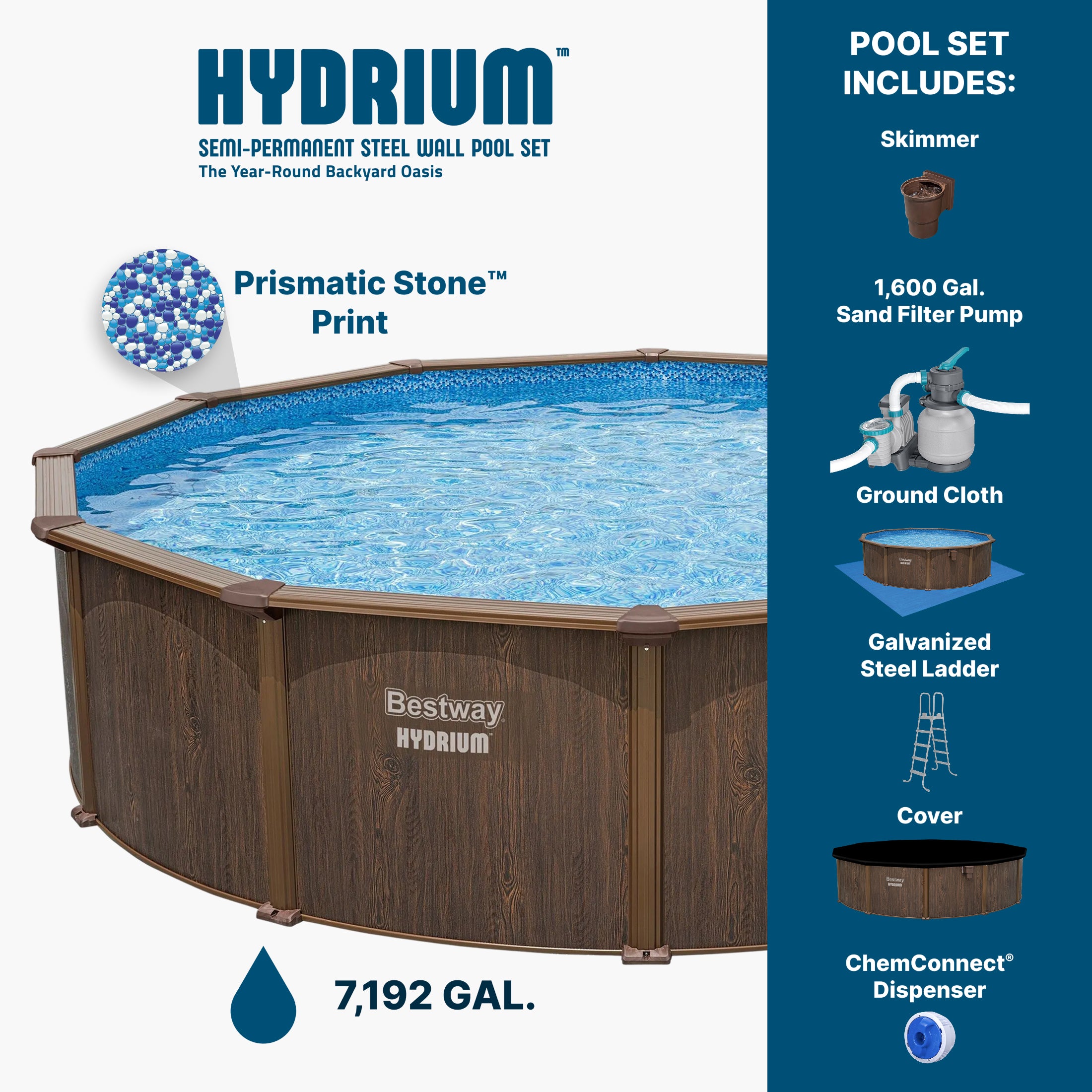 Hydrium 18'x52" Round Steel Wall Above Ground Swimming Pool Set, Brown(Open Box)