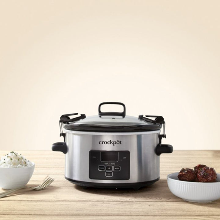 Crock-Pot 4 Quart Stainless Steel Cook & Carry Programmable Slow Cooker with Lid