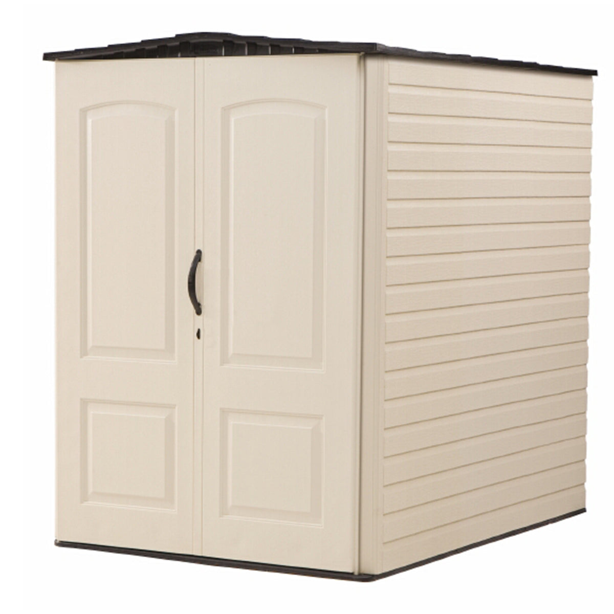 Rubbermaid Large 5x6 Ft Resin Weather Resistant Outdoor Shed, Sandstone (Used)