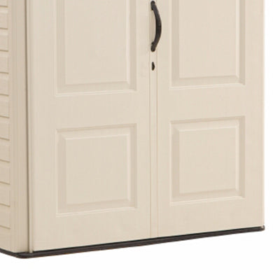 Rubbermaid 5x6 Ft Resin Weather Resistant Outdoor Shed, Sandstone (For Parts)