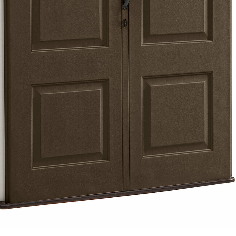 Rubbermaid 5x4 Ft Resin Weatherproof Outdoor Storage Shed, Canteen Brown/Putty