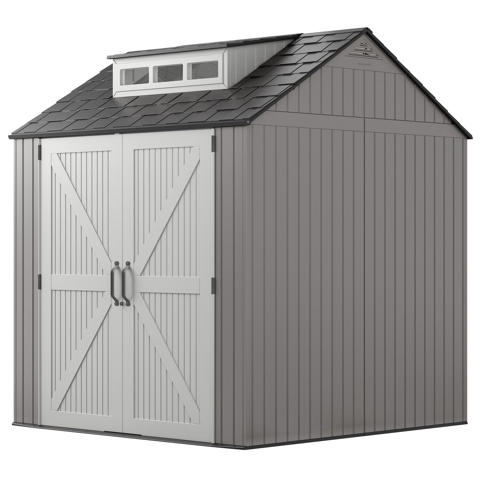 7x7 Ft Weather Resistant Resin Backyard Outdoor Storage Shed, Gray (Open Box) - VMInnovations