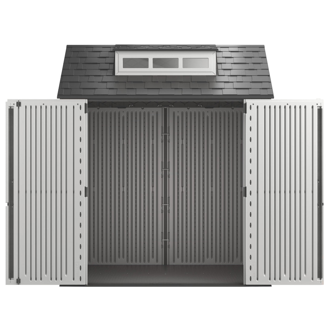 7x7 Ft Weather Resistant Resin Backyard Outdoor Storage Shed, Gray (Open Box) - VMInnovations