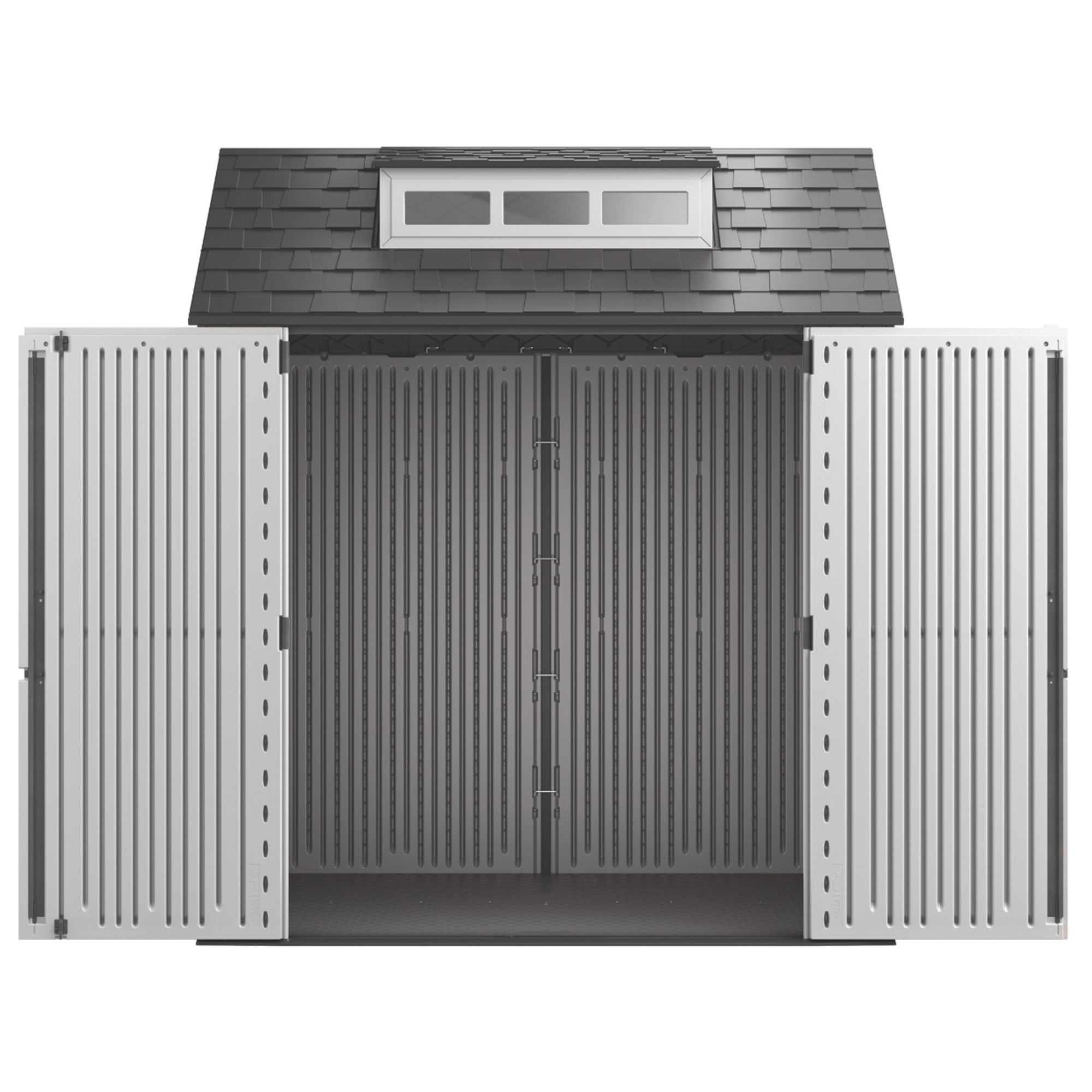 Rubbermaid 7x7 Ft Weather Resistant Resin Backyard Outdoor Storage Shed, Gray - VMInnovations