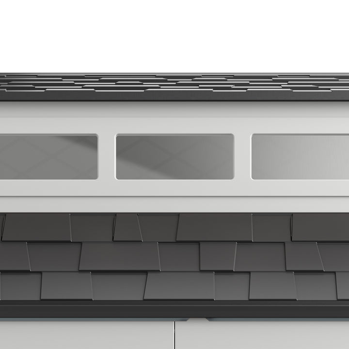 7x7 Ft Weather Resistant Resin Backyard Outdoor Storage Shed, Gray (Open Box) - VMInnovations