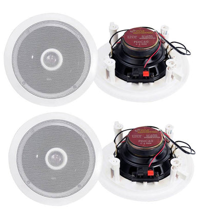 Pyle 6.5" 500W 2-Way Round In-Wall/Ceiling Home Audio Speaker System, White, 4pk - VMInnovations