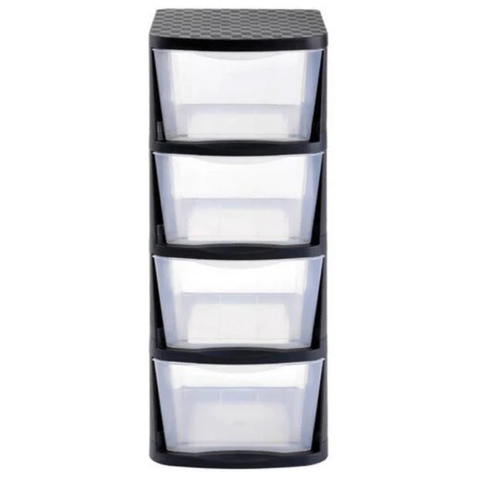 Clear Plastic 4 Drawer Home Storage Tower with Black Frame (For Parts) - VMInnovations