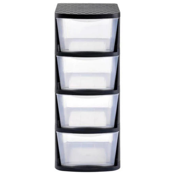 Clear Plastic 4 Drawer Home Storage Tower with Black Frame (For Parts) - VMInnovations