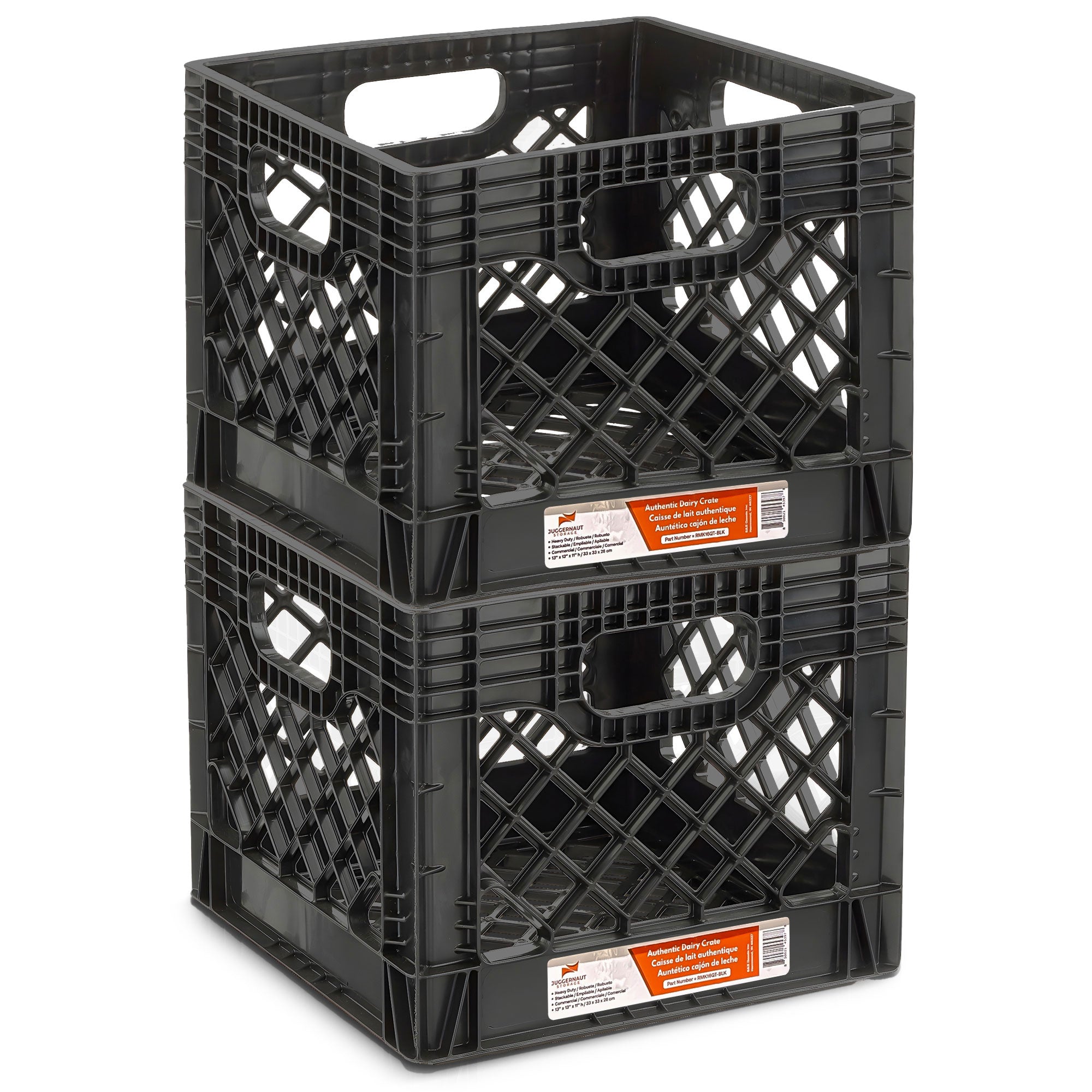 18 Quart Storage Stackable Storage Crate with Handles, Black (2 Pack) (Used) - VMInnovations