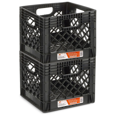 18 Quart Storage Stackable Storage Crate with Handles, Black (2 Pack) (Used) - VMInnovations
