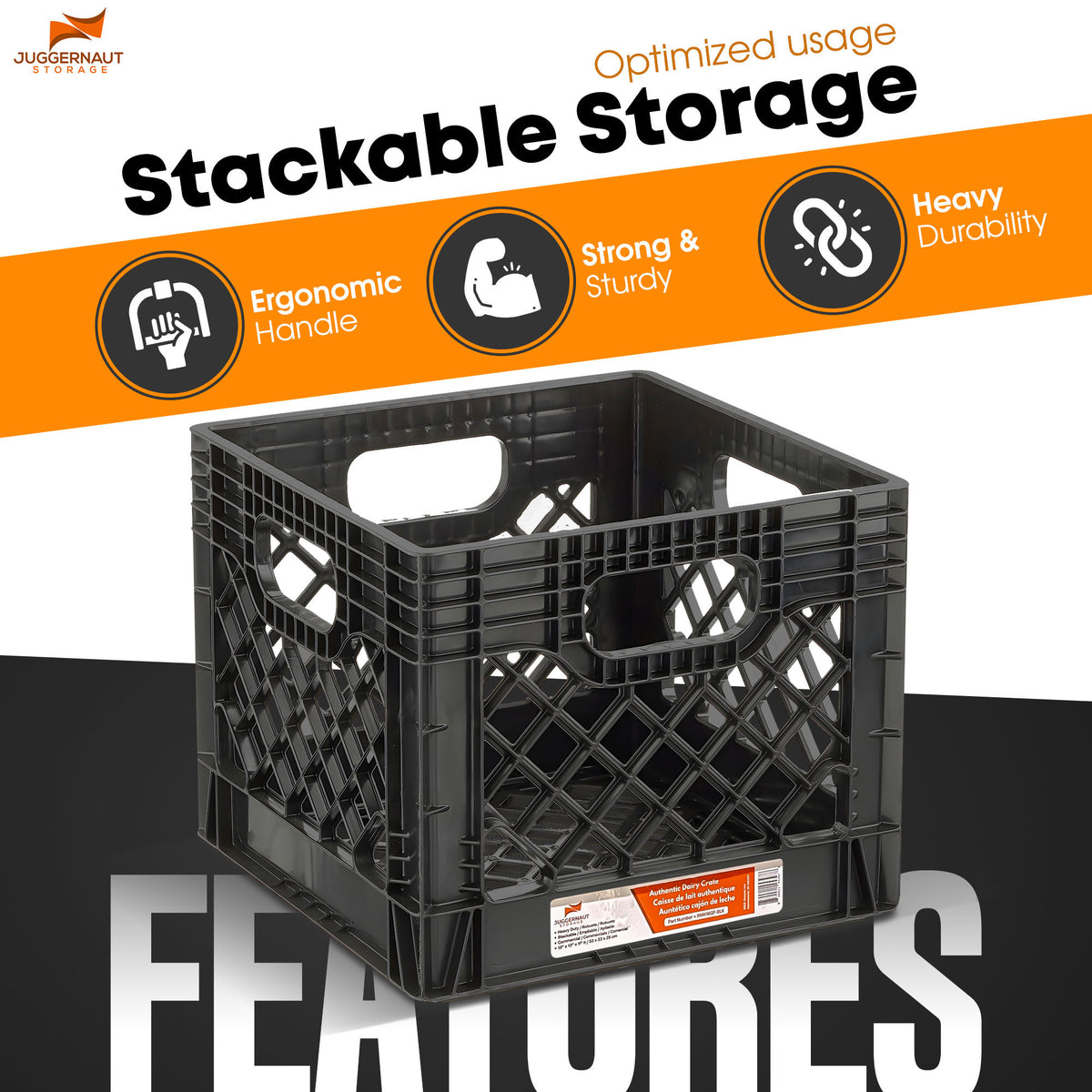 18 Quart Storage Stackable Storage Crate with Handles, Black (2 Pack) (Used)