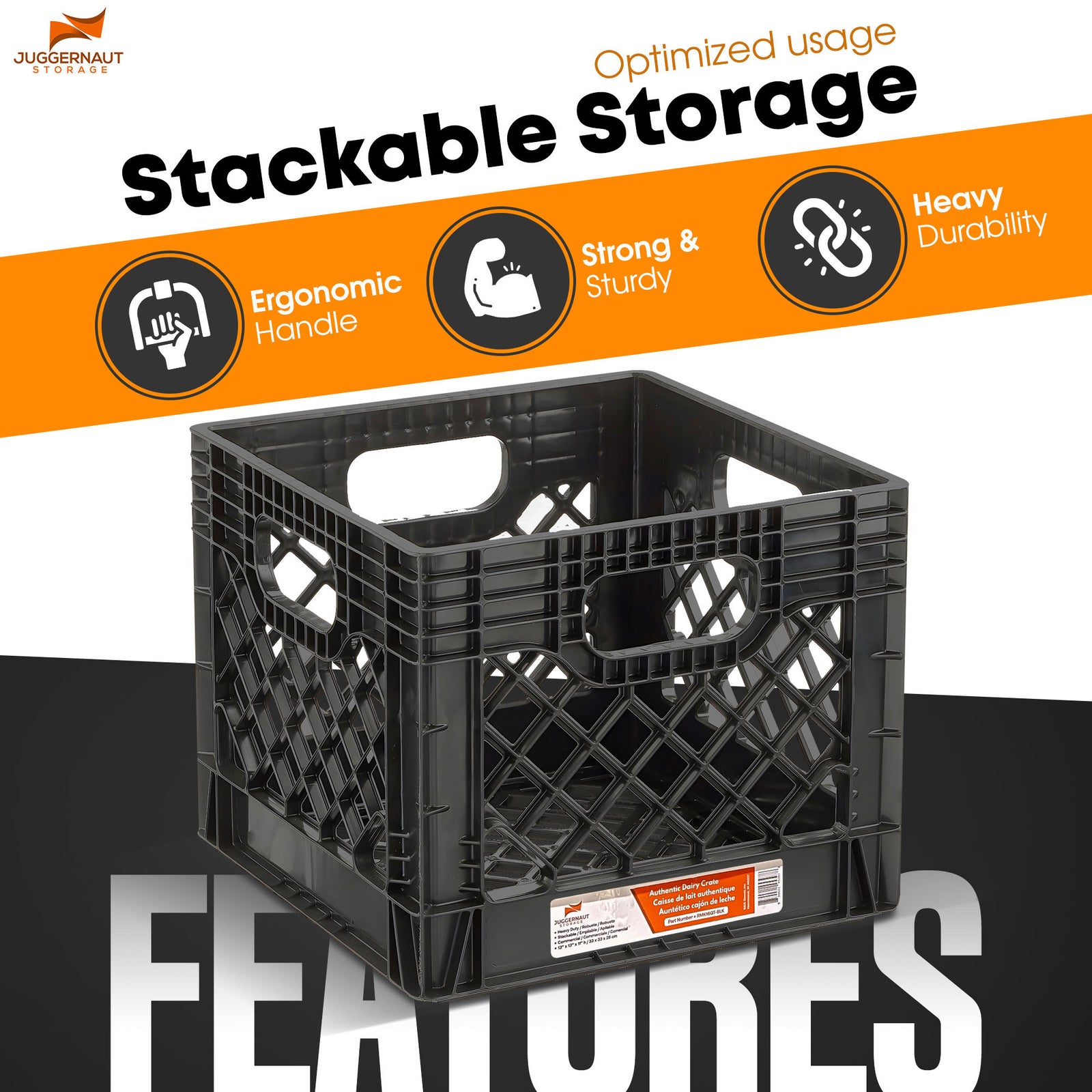 18 Quart Storage Stackable Storage Crate with Handles, Black (2 Pack) (Used) - VMInnovations