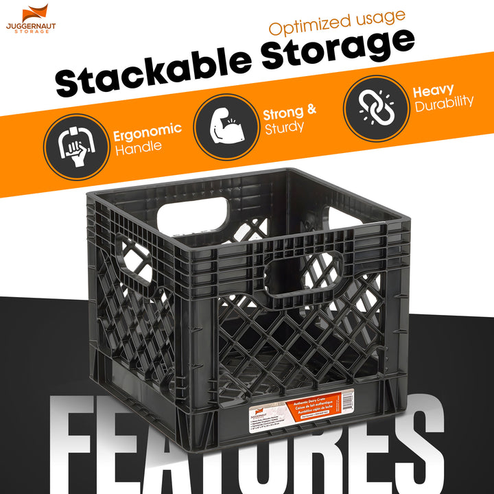 18 Quart Storage Stackable Storage Crate with Handles, Black (2 Pack) (Used)