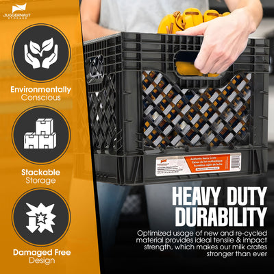 18 Quart Storage Stackable Storage Crate with Handles, Black (2 Pack) (Used) - VMInnovations