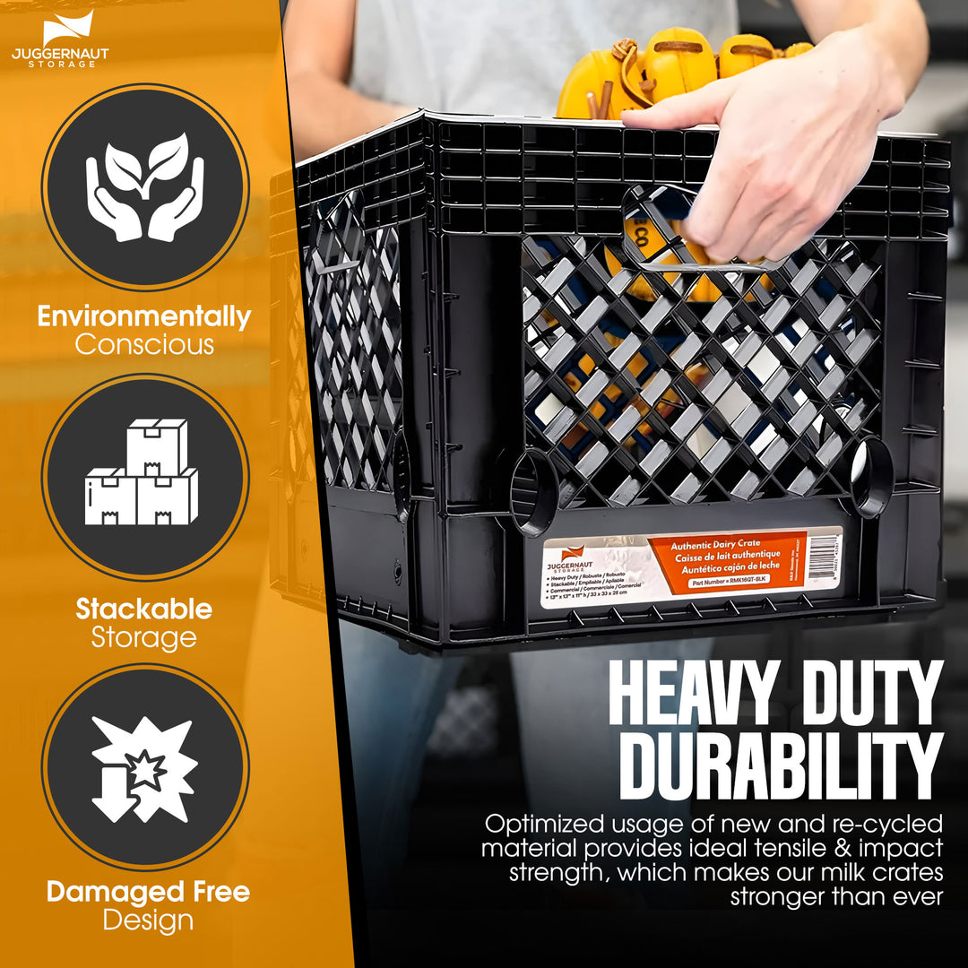 18 Quart Storage Stackable Storage Crate with Handles, Black (2 Pack) (Used)