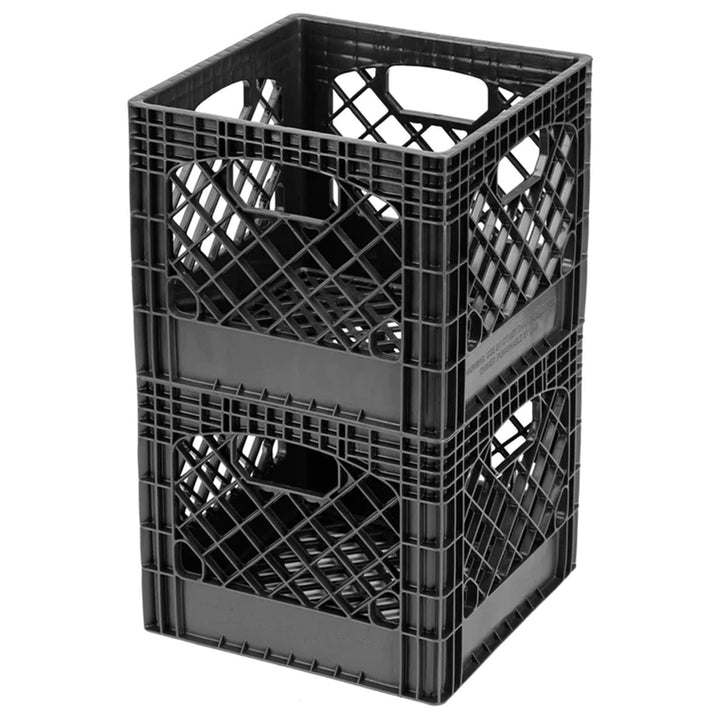 Juggernaut 18Qt Stackable Storage Crate with Handles, Black (2 Pck) (Open Box)