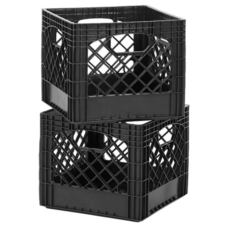 Juggernaut 18Qt Stackable Storage Crate with Handles, Black (2 Pck) (Open Box)