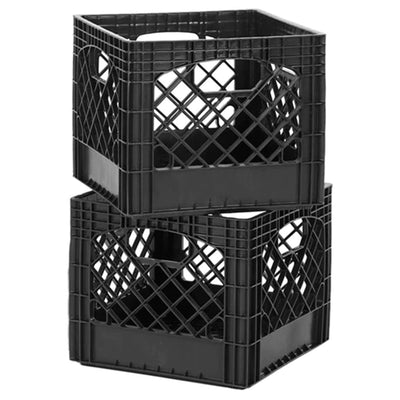 18 Quart Storage Stackable Storage Crate with Handles, Black (2 Pack) (Used)