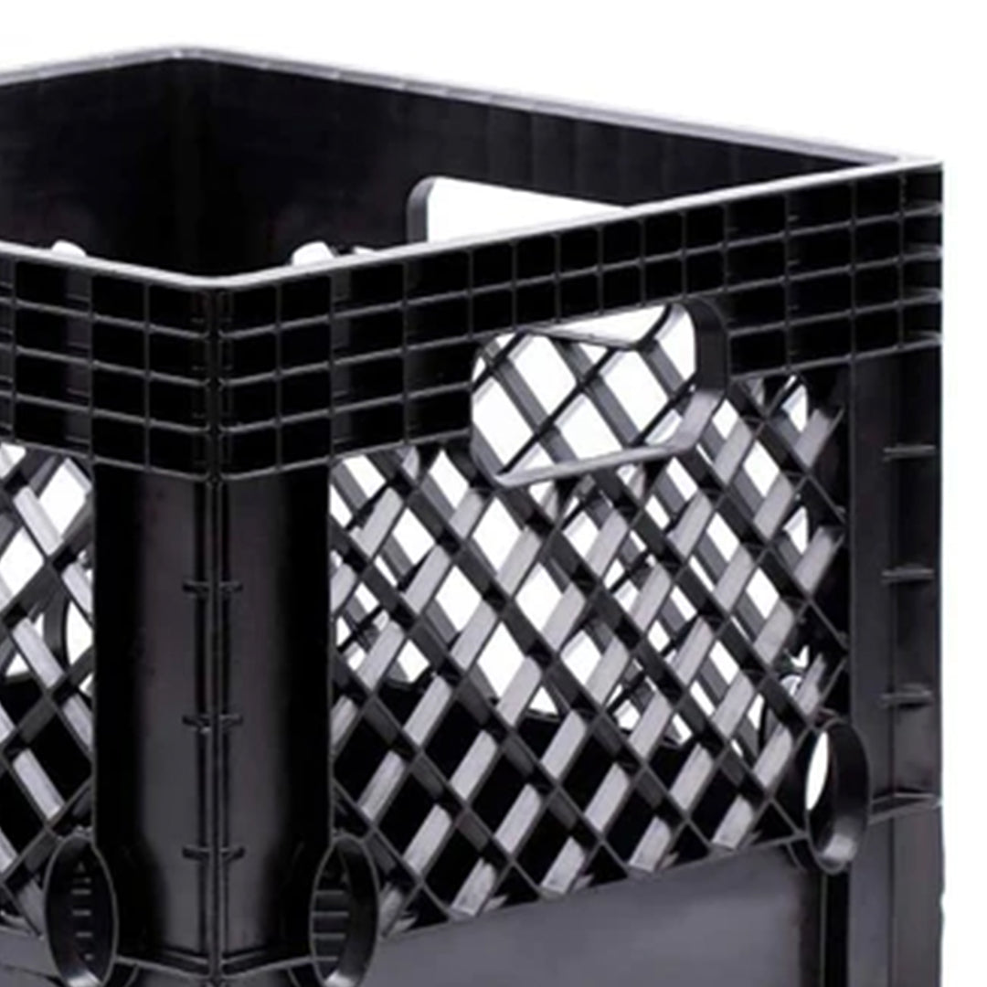 Juggernaut 18Qt Stackable Storage Crate with Handles, Black (2 Pck) (Open Box)