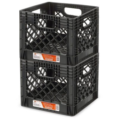 18 Quart Storage Stackable Storage Crate with Handles, Black (2 Pack) (Used)