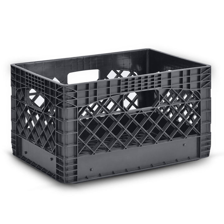 Juggernaut Storage 24Qt Stackable Storage Crate w/ Handles, Black(3Pk)(Open Box)
