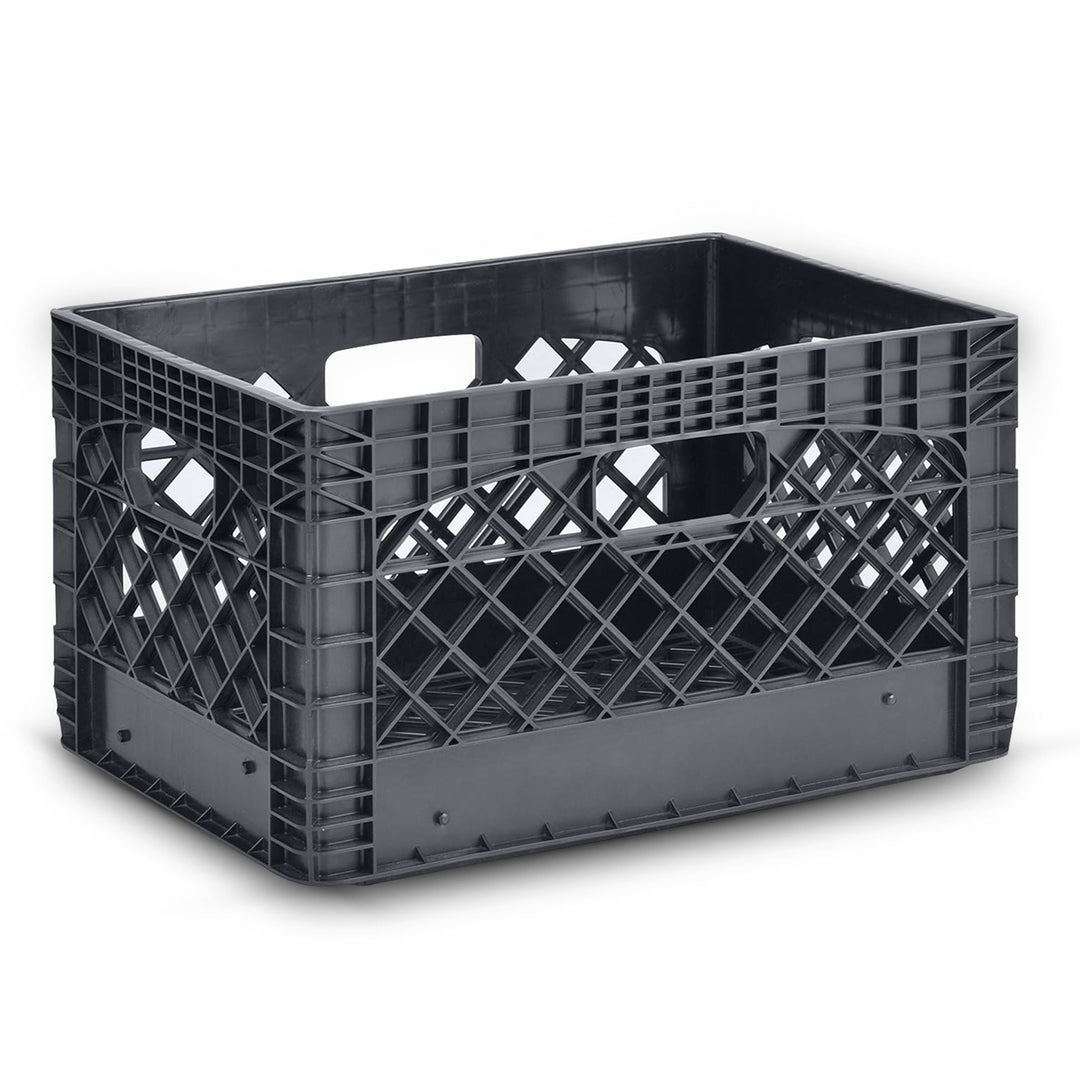 Juggernaut Storage 24 Qt Stackable Crate with Handles, Black (3 Pack) (Used)