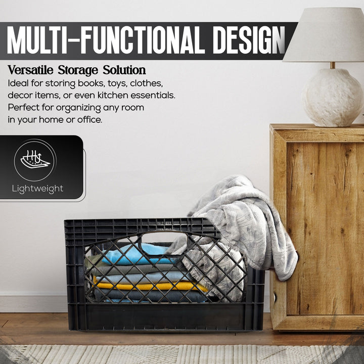 Juggernaut Storage 24Qt Stackable Storage Crate w/ Handles, Black(3Pk)(Open Box) - VMInnovations