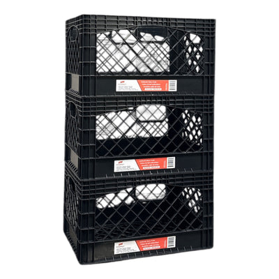 Juggernaut Storage 24Qt Stackable Storage Crate w/ Handles, Black(3Pk)(Open Box)