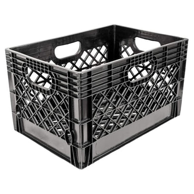 Juggernaut Storage 24 Qt Stackable Crate with Handles, Black (3 Pack) (Used)