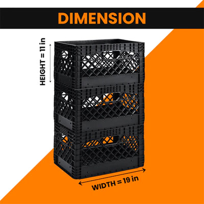 Juggernaut Storage 24Qt Stackable Storage Crate w/ Handles, Black(3Pk)(Open Box)