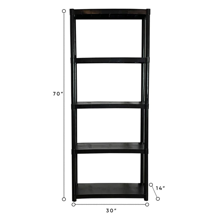 Juggernaut Storage 70" Plastic 5 Tier Garage/Shed Utility Shelving Rack, Black