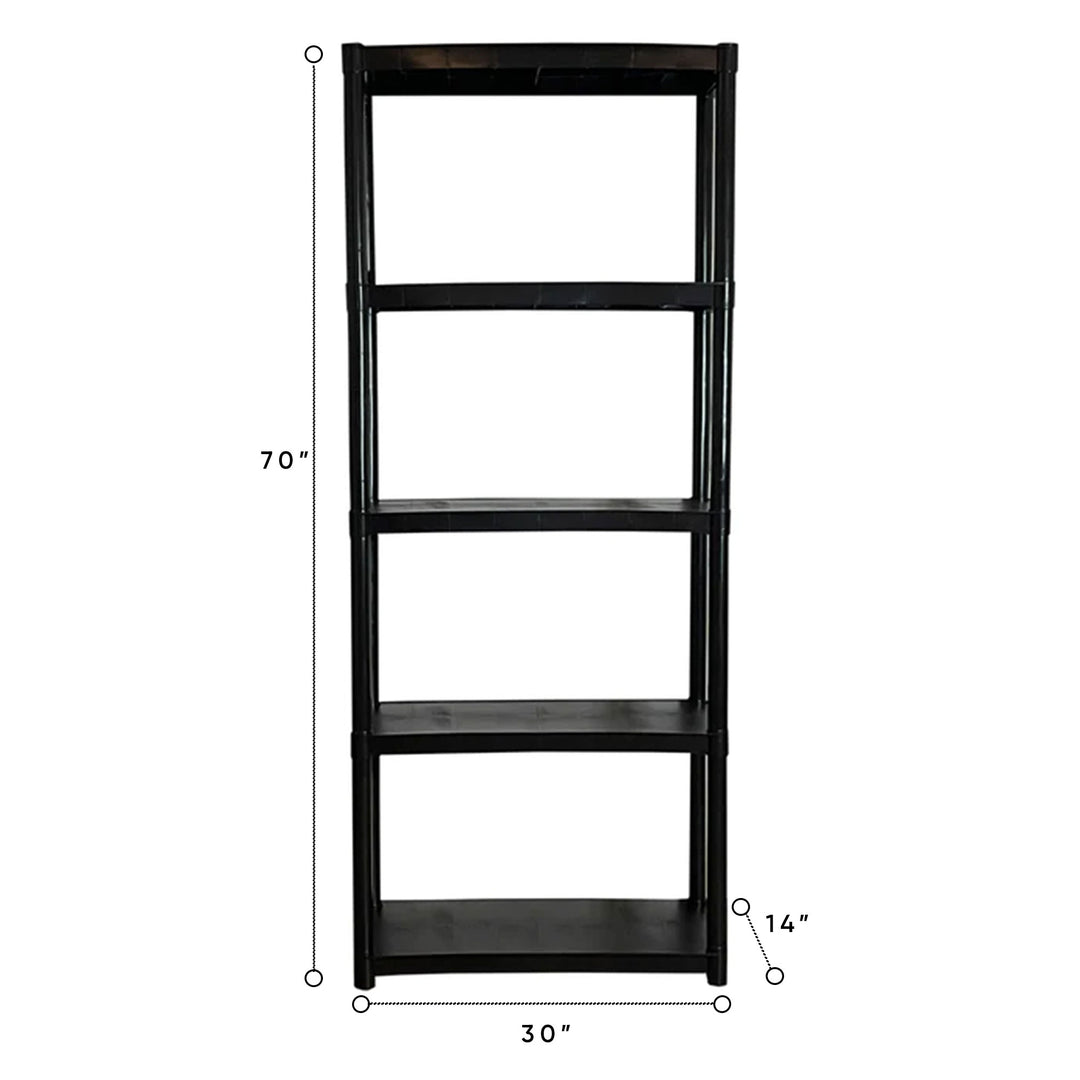 Storage 70" Plastic 5 Tier Garage/Shed Utility Shelving Rack, Black (Open Box)