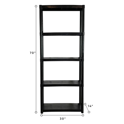 Storage 70" Plastic 5 Tier Garage/Shed Utility Shelving Rack, Black (Open Box)