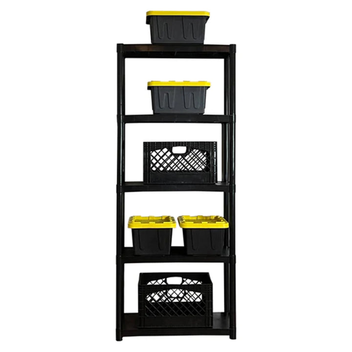 Juggernaut Storage 70" Plastic 5 Tier Garage/Shed Utility Shelving Rack, Black