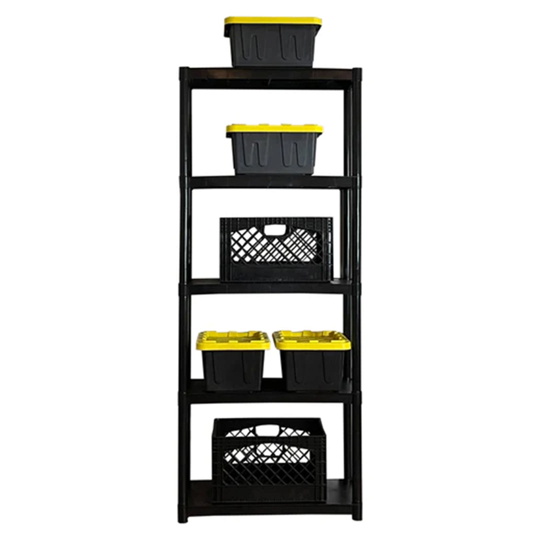 Storage 70" Plastic 5 Tier Garage/Shed Utility Shelving Rack, Black (Open Box)