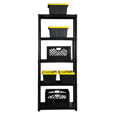 Storage 70" Plastic 5 Tier Garage/Shed Utility Shelving Rack, Black (Open Box) - VMInnovations