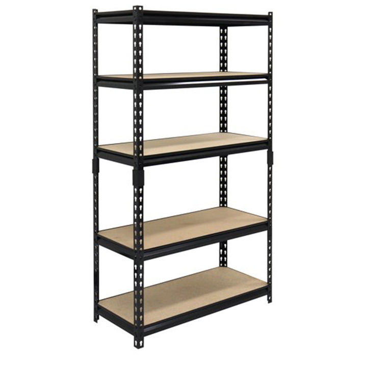 Juggernaut Storage 36" x 72" 5 Shelf Steel Utility Shelving Storage Unit, Black