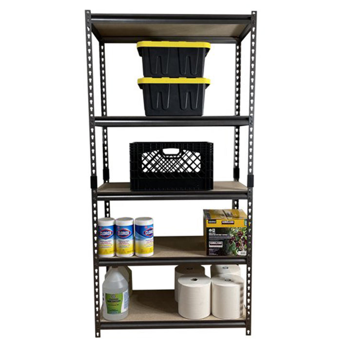 Juggernaut Storage 36" x 72" 5 Shelf Steel Utility Shelving Storage Unit, Black