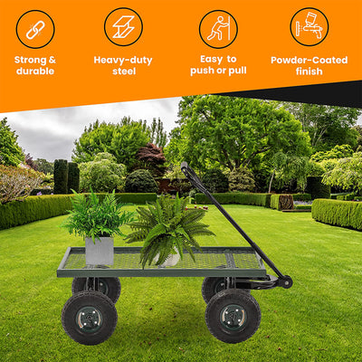Juggernaut Carts GW3820-GR Steel Outdoor Utility Garden Wagon, Green Finish - VMInnovations