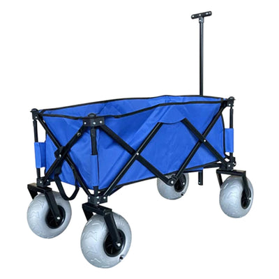 Juggernaut Carts Collapsible Folding Outdoor Beach Utility Wagon w/ Cover, Blue