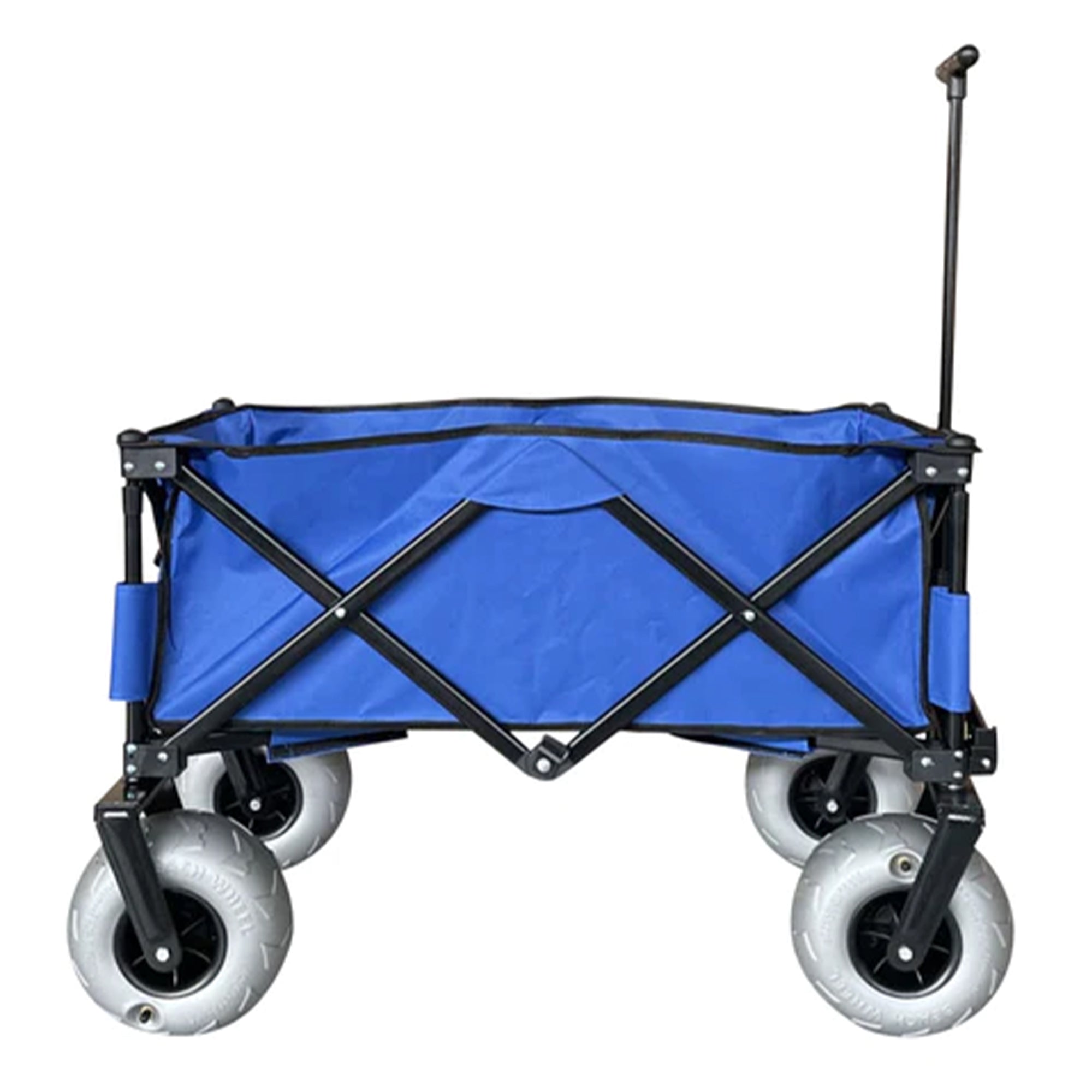 Collapsible Folding Outdoor Beach Utility Wagon w/ Cover, Blue (For Parts)
