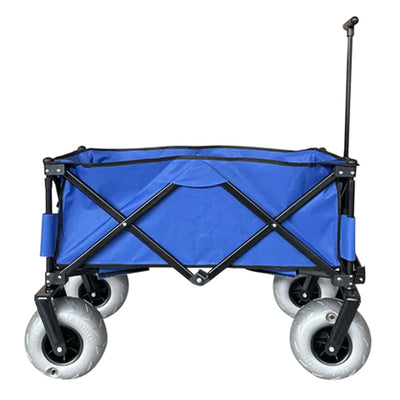 Collapsible Folding Outdoor Beach Utility Wagon w/ Cover, Blue (Used)
