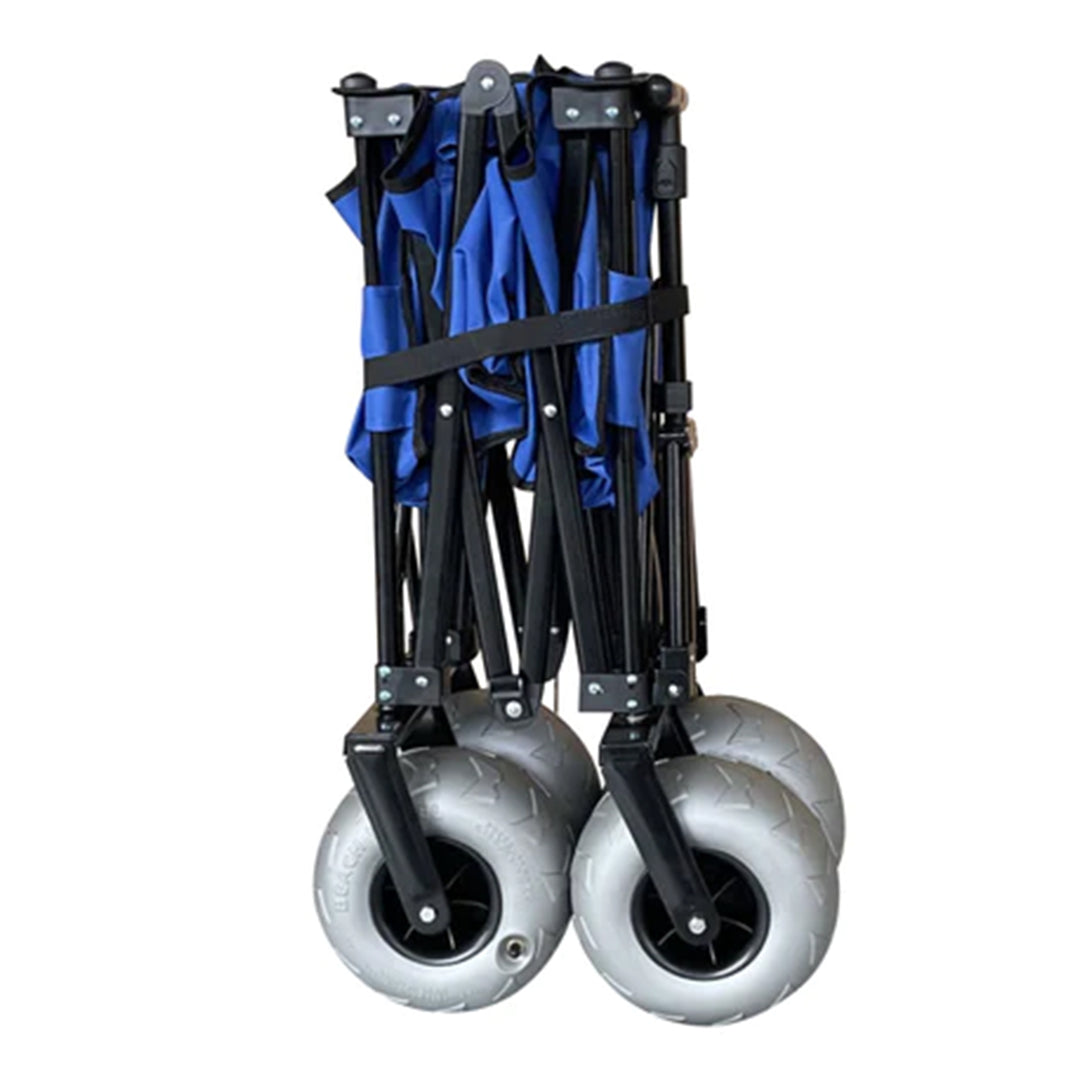 Collapsible Folding Outdoor Beach Utility Wagon w/ Cover, Blue (Used) - VMInnovations